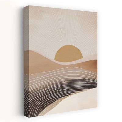 «Desert Sunrise - Neutral Abstract Landscape Abstract Contemporary Geometric Landscape Nature Art mural