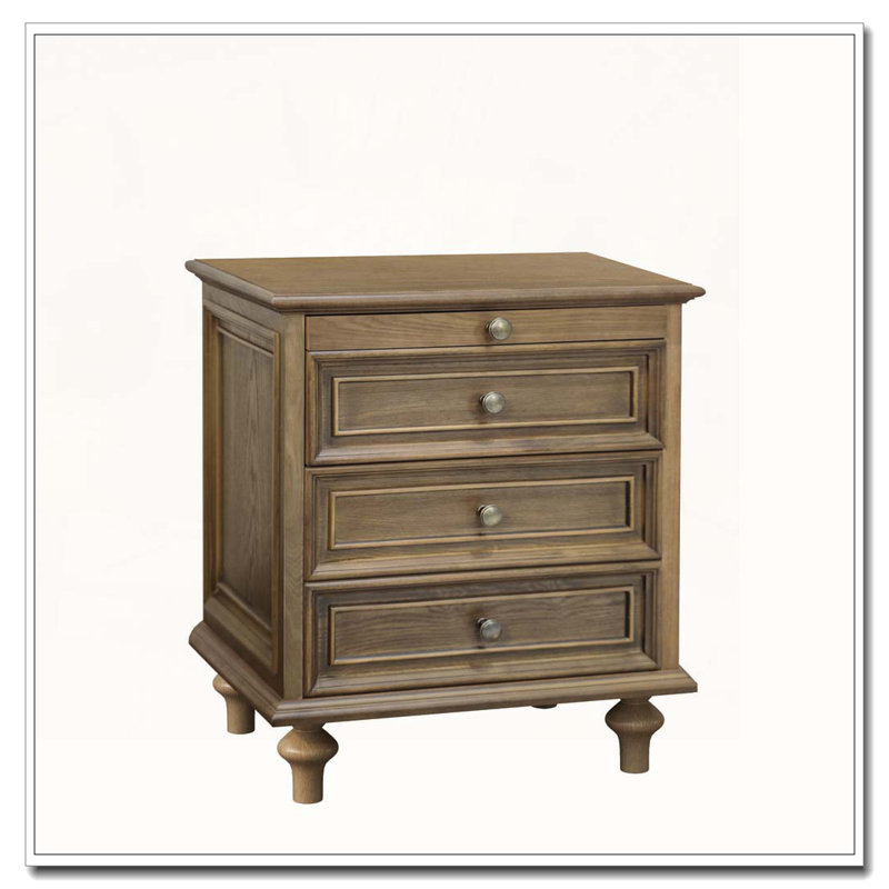 Tables de chevet avec 4 tiroirs, table de bout avec rangement en bois et tablette cachée, Marron clair, Individuel