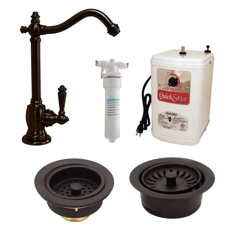 Robinet distributeur d'eau chaude à poignée simple Victorian 9 "avec filtre, évier de cuisine et garniture d'élimination