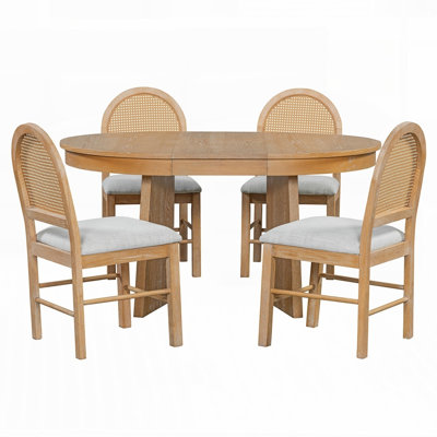 Ensemble de salle à manger 5 pièces rétro avec chaises rembourrées, parfait pour les repas et les réunions de famille