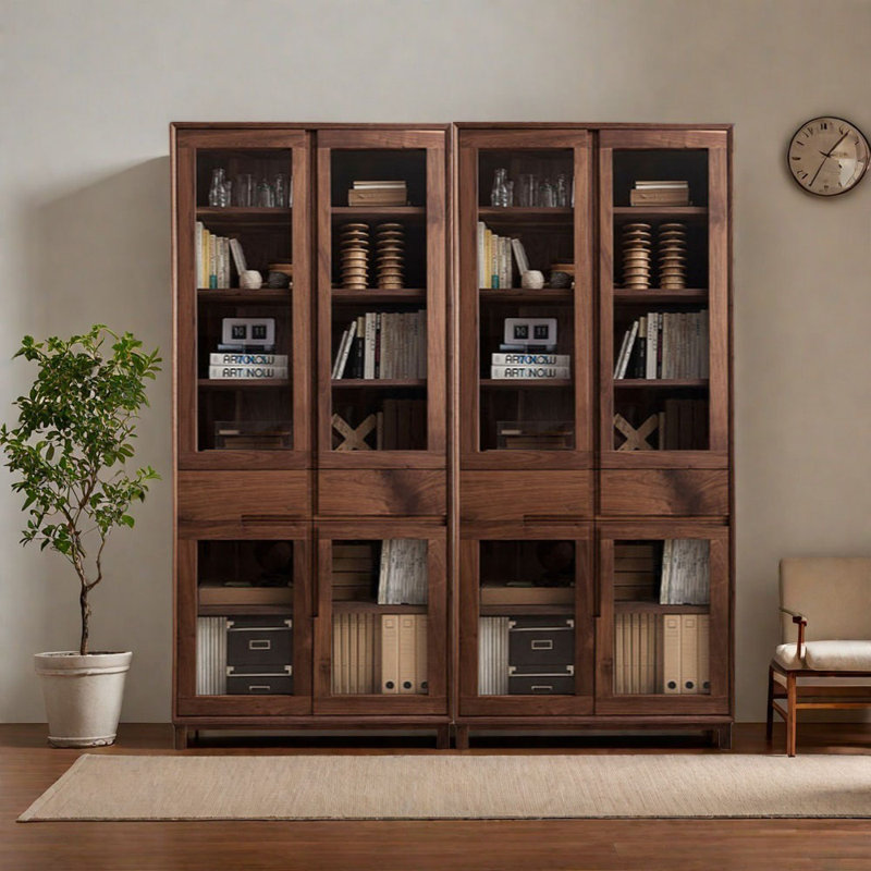 Bibliothèque de style chinois avec portes en verre