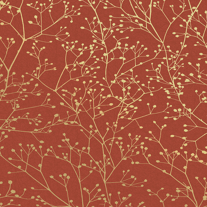 Floral Metallic Wallpaper Roll by Clarissa Hulse, Paprika/Gold