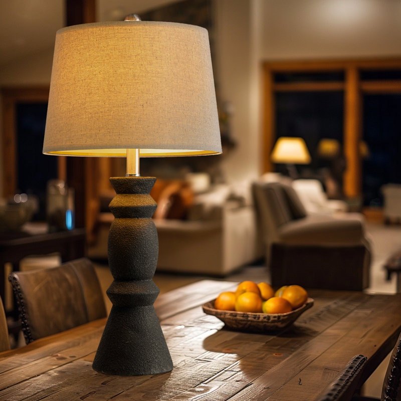 25.75"farmhouse Countrylamp Suitable For Bedroom Living Room Bedside Table Coffee Table, Black