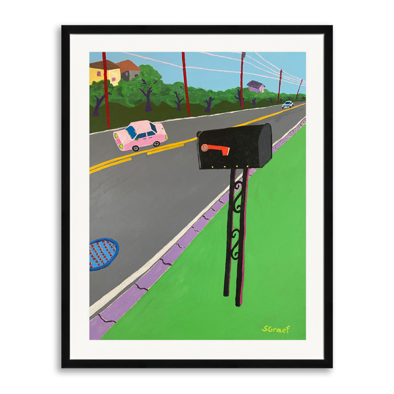 Mailbox On Lake Avenue Print by Sue Graef, 31.25" H x 25.25" W, White Mat