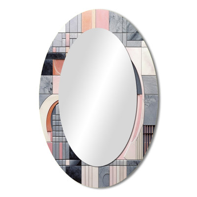 Pink Transcendent Angles III - Modern Oval Wall Mirror