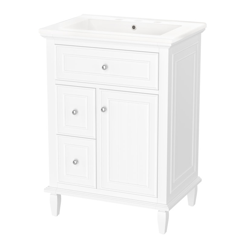 Meuble-lavabo 24 po avec lavabo en céramique, Blanc