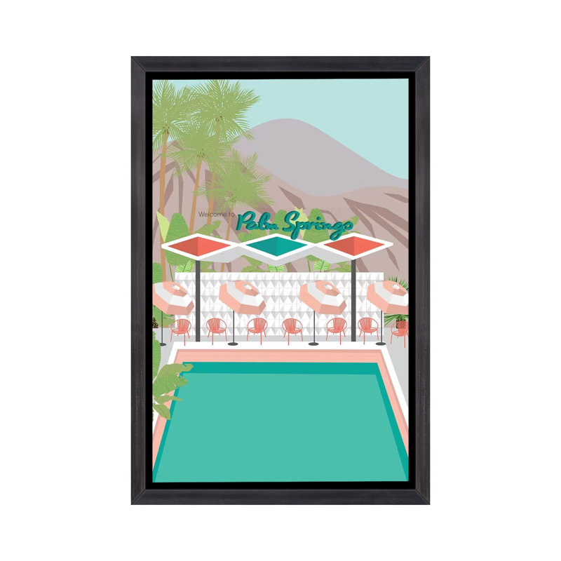 Welcome to Palm Springs par Jen Bucheli - impression encadrée, H 60 po x l 40po x P 1,5 po, Toile encadrée noir délavé
