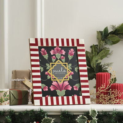 Red and White Frost Handcrafted Bone Inlay Picture Frame