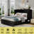 Black Murphy Bed with Power Outlets and Large Storage Drawer for Home Office or Small Room-2037068561