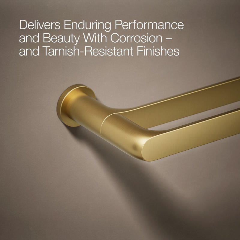 Avid 24-In Double Towel Bar, Vibrant Brushed Moderne Brass