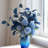 1 Bunch Artificial Chrysanthemum Bouquet, 21 Inch Simulated Silk Flower Greenery, Home Garden Kitchen Office Table Vase Decorative Flowers, Dark Blue-1191517176