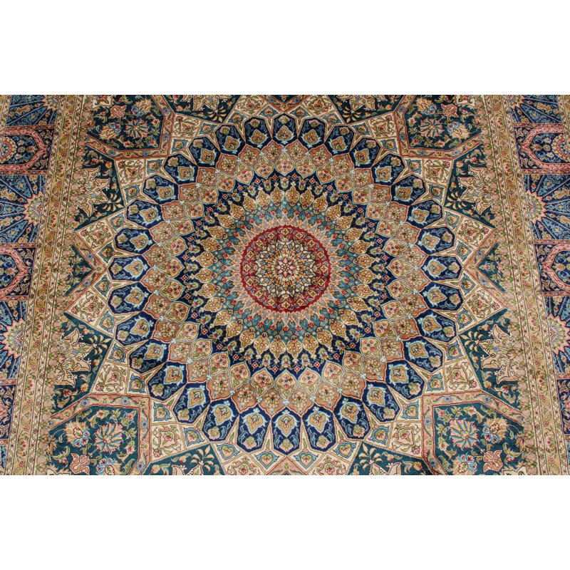 Tapis turc vert et bleu 5x8