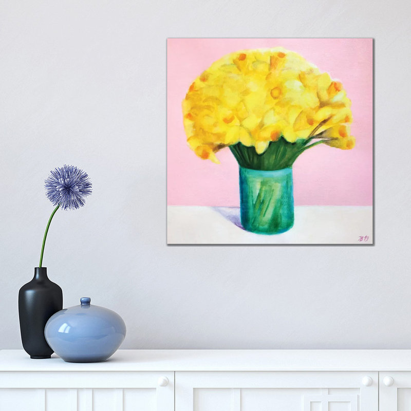 Jonquilles par Ieva Baklane - reproduction, Aucun mat, Toile tendue, H 18 po x l 18 po x 1,5 po