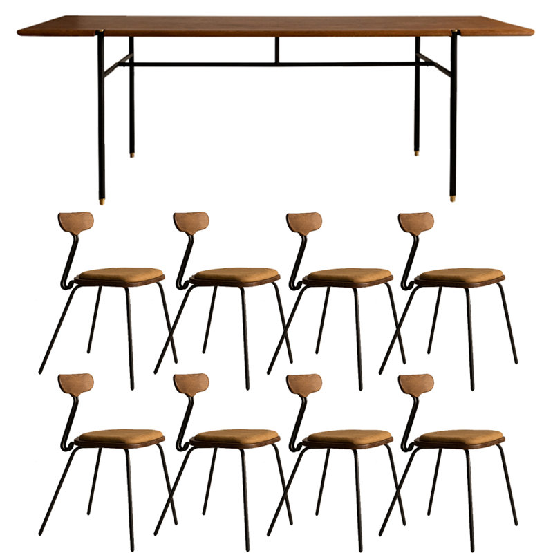 Ensemble de table de salle à manger en bois massif de style américain, H 29,5 po x L 94,4 po x l 35,4 po
