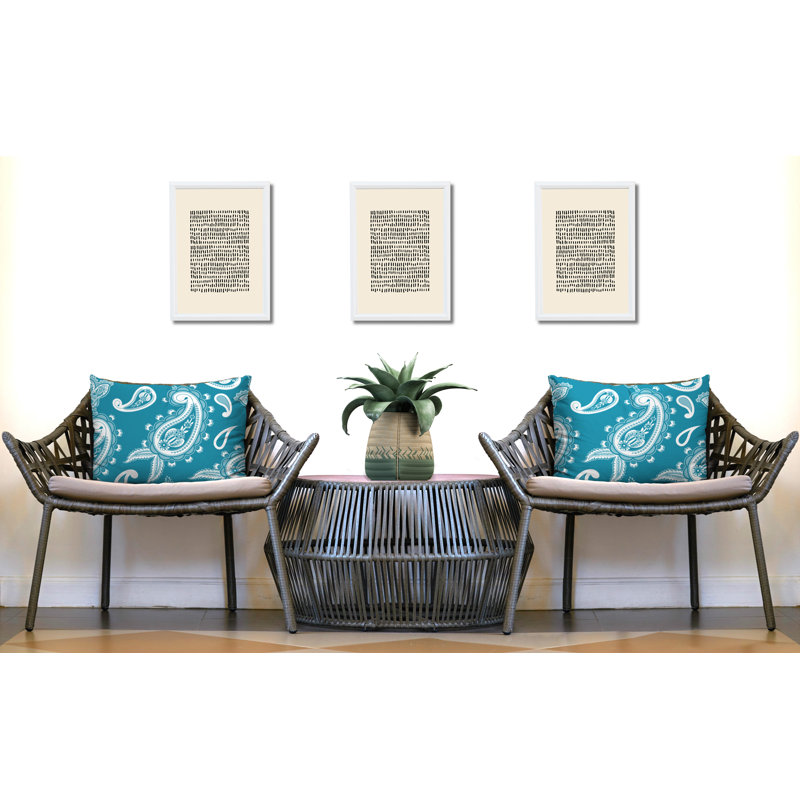 Paisley Outdoor Reversible Throw Pillow, Turquoise