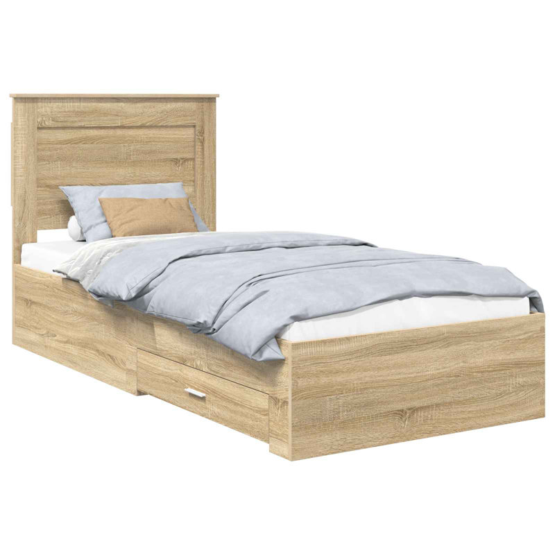 Bed, Silver/Sonoma Oak