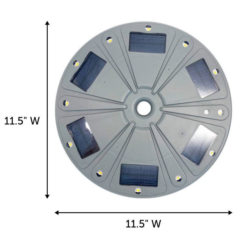 15" Planter Base With Solar Uplight – Grey, Gray