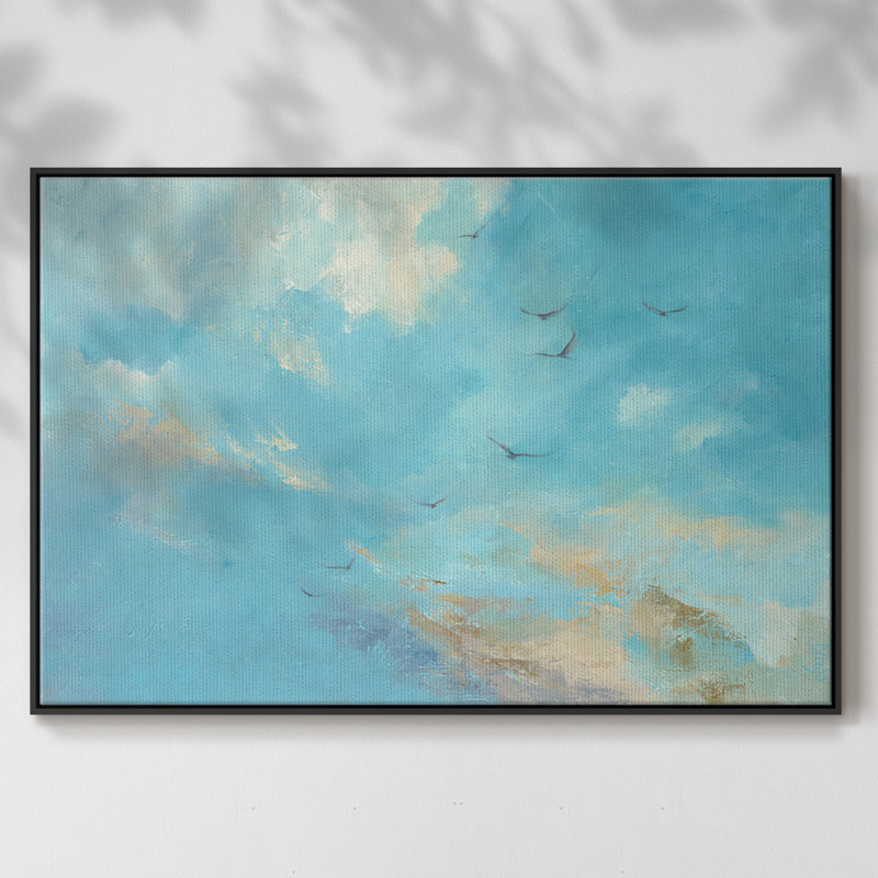 L'l'L Fly Away, reproduction d'art sur toile, H 17 po x l 25 po x P 2 po, Toile avec cadre flottant noir