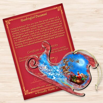 Tidaholm Santa-Magical-Flight Holiday Shaped Ornament -  The Holiday Aisle®, 7DBA9EF23D6F4DEABD8CC8C3BF138B54