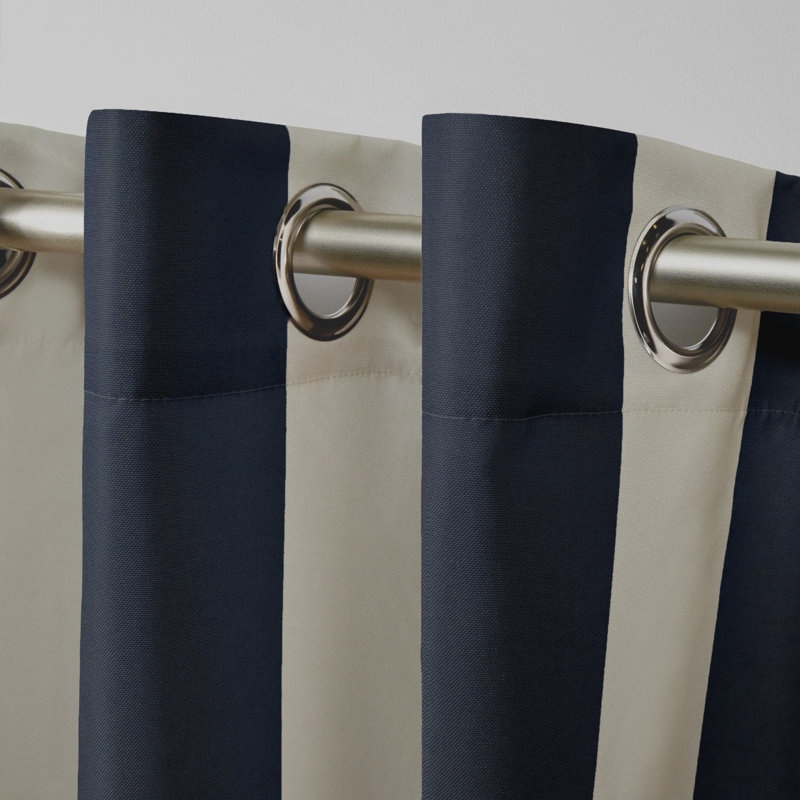 Kristen Semi Sheer Pair, 54"W x 84"L, Navy/Sand