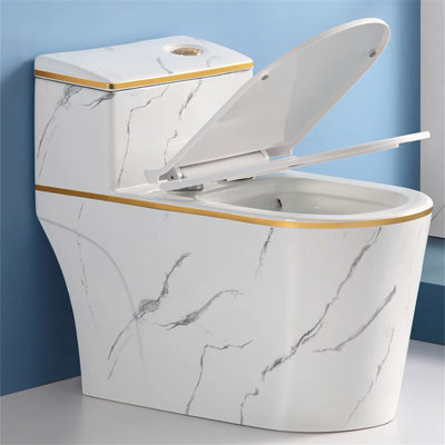 Toilette allongée monopièce à double chasse (siège inclus)