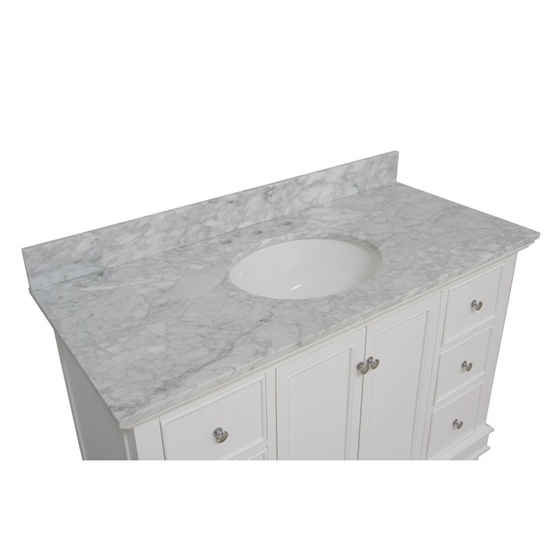 Ensemble de meuble-lavabo simple 48 po Ferdinand, Blanc, Marbre de Carrare