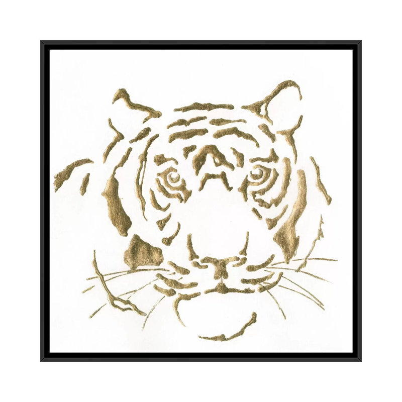 «Gilded Tiger», impression sur toile, H 18 po x l 18 po x P 1,5 po, Toile avec cadre noir, Pas de tapis