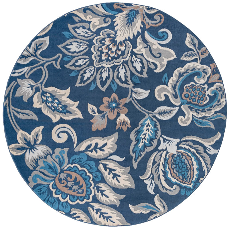 Tapis bleu foncé Adelbert, Rond 7 pi 10 po