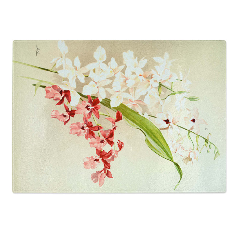 Glass Magnolia Flowers Illustration Tab. 63 by Frederick Sander Chopping Board, 39 cm W x 28.5 cm L