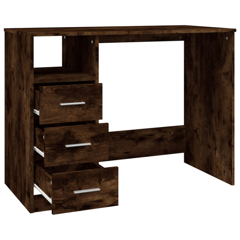 Koerick 17 Stories Desk with Drawers 102 x 50 x 76 cm, Smoked Oak