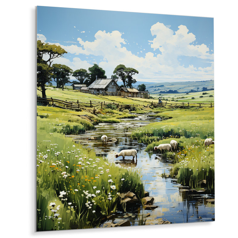 «Countryside Sheep in Pasture», reproduction sur cadre non encadrée, H 20 po x l 12 po x P 1 po