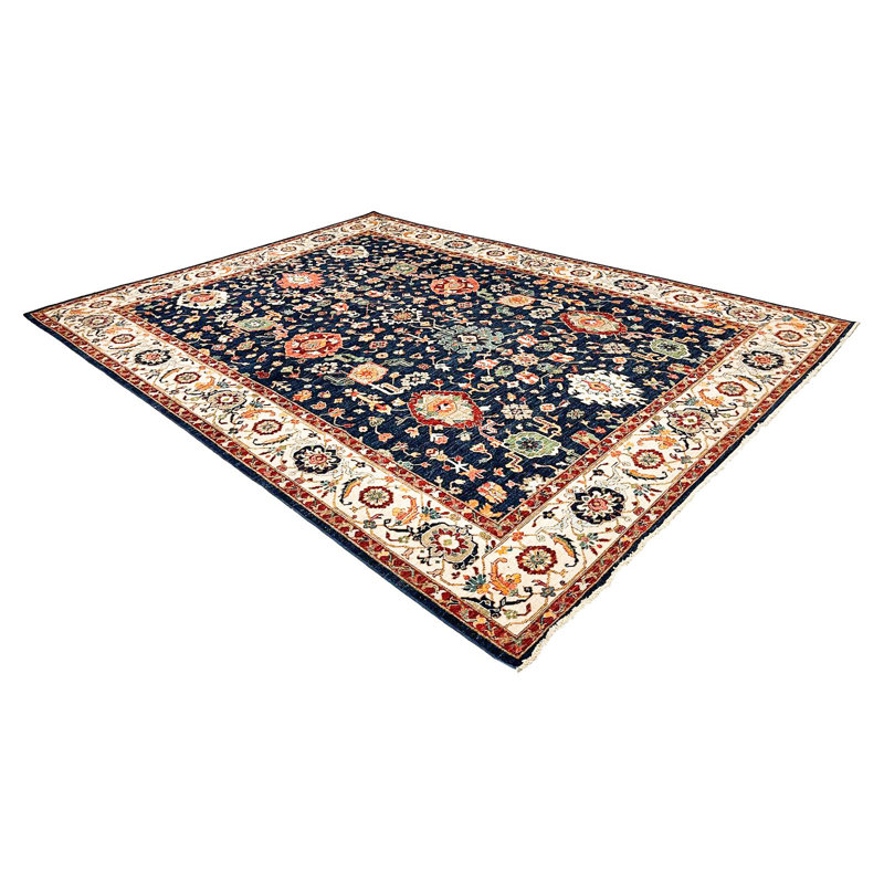 Tapis de couleur rétro blanc et beige anatolien rétro fait à la main 9 x 12