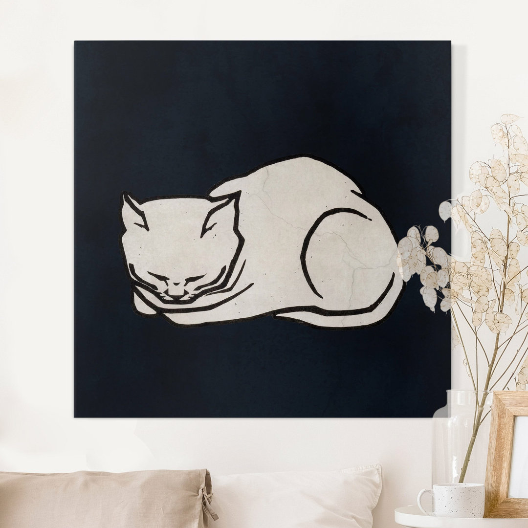 Leinwandbild Schlafende Katze Illustration