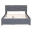 Lit plateforme tapissier avec tête de lit à motif brique et gigogne simple TG, tissu en lin-96022341-96022343