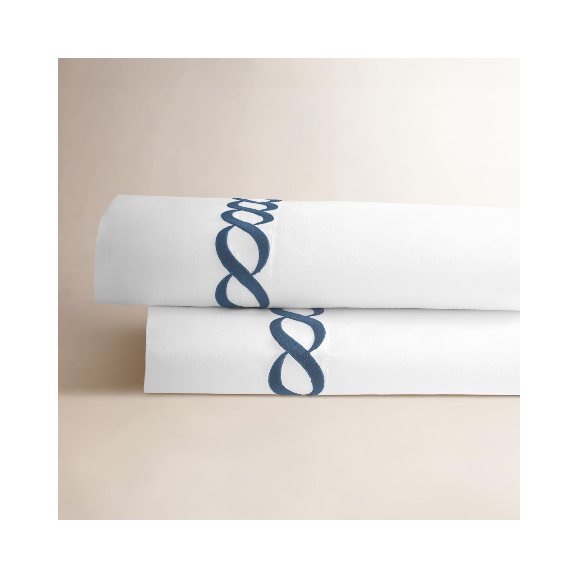 Brenna 300 Thread Count Embroidered Cotton Blend Percale Pillowcases (Set of 2), Standard, White