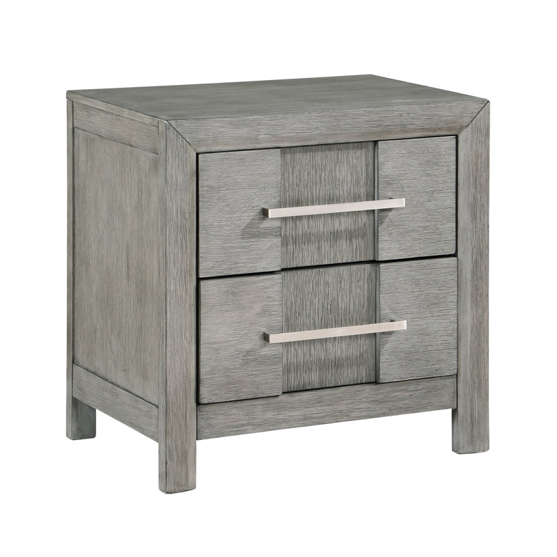 Sleek Gray 2 Bedside Cabinet With Functional Handles Modern Nightstand Storage For Bedroom