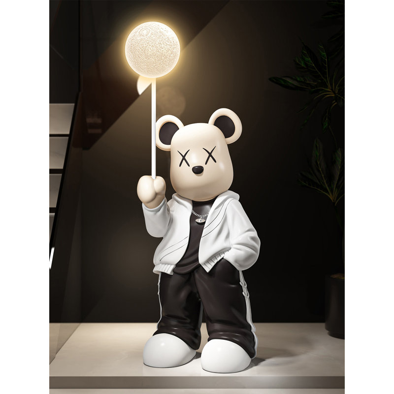 Light Luxury Resin Bear Moon Lamp Bluetooth Home Ornament