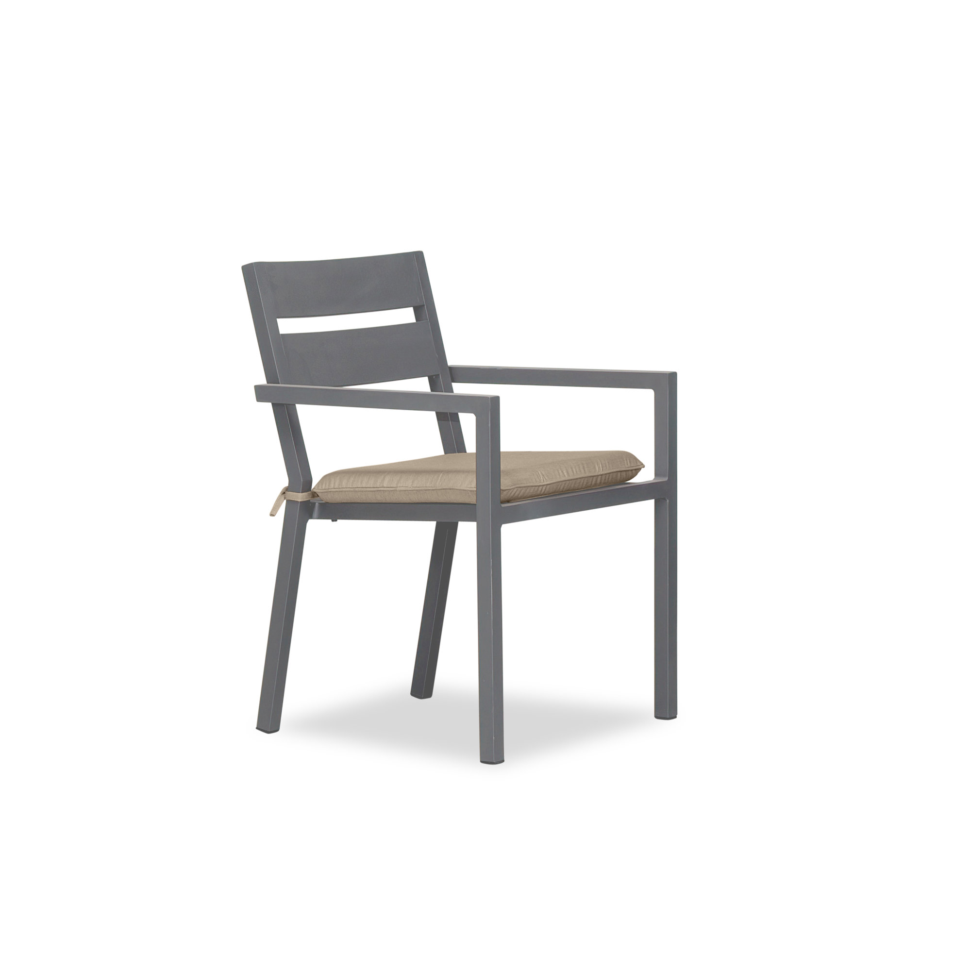 Vivant Aluminum Outdoor Dining Armchair with Cushion, Heather Beige, Slate