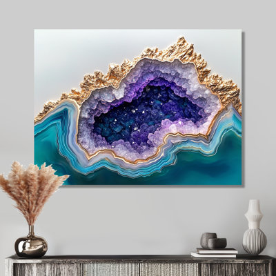 Agate «Dream River VI», impression d'art mural en métal géode en pierre