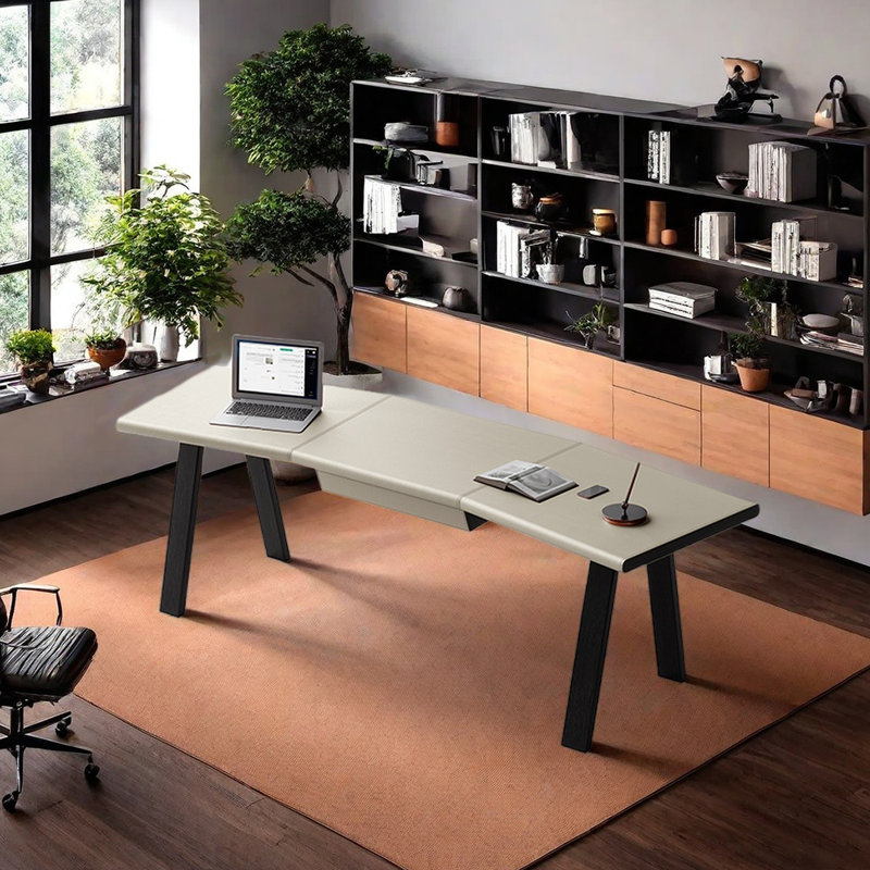 Bureau à forme libre Maksimas, Blanc gris, H 29,53 po x l 78,74 po x P 27,56 po
