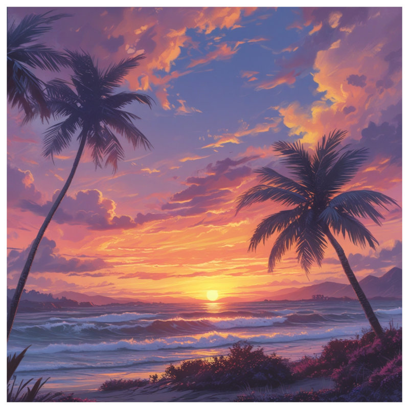 Couvertures Sunset Beach Scene, L 50 po x H 60 po
