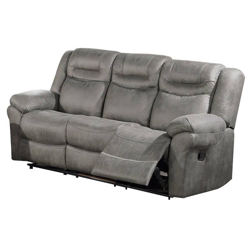 Mahmod 86'' Faux Leather Reclining Sofa, Power, Brown Faux Leather