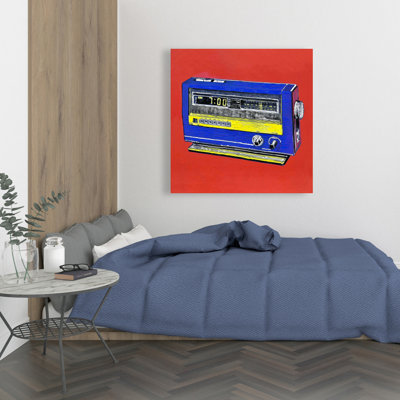 Retro Radio Alarm - Red Contemporary Canvas for Home Decor