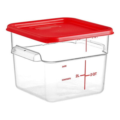 Vigor 6 pte Contenant alimentaire transparent en polycarbonate et couvercle rouge - paquet de 6