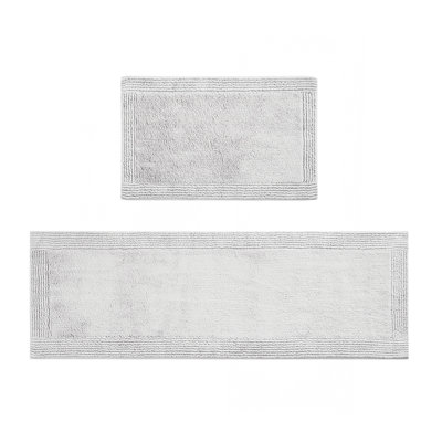 100% Cotton Tufted 3000GSM Reversible Bath Rug Grey 21X34"