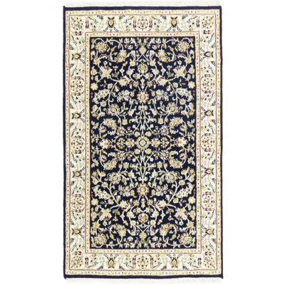 Marna Blue Traditional 4X4 Indo Nain Oriental Square Rug
