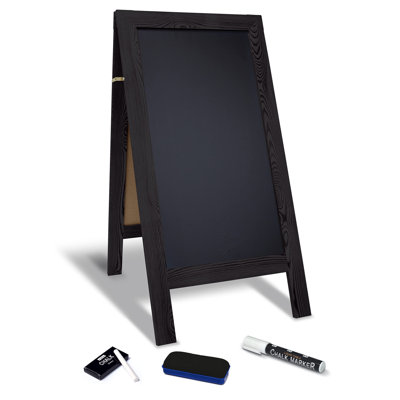 Enseigne magnétique à cadre en A, très grand 20 po x 40 po, chevalet pour tableau noir, avec marqueur à craie + craie et gomme à effacer, panneau extérieur pour panneau sandwich (blanc délavé)