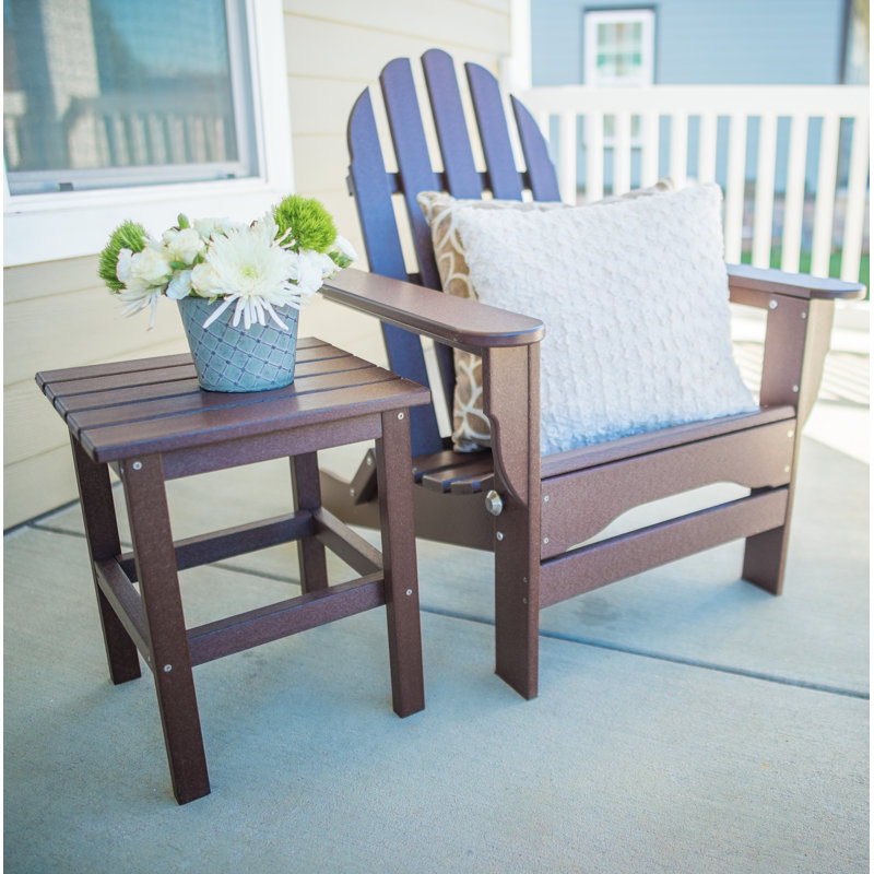 Leighton Foldable Outdoor Adirondack Chair With Table, Chocolate