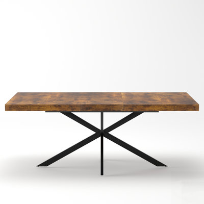 Retro Rectangular Stretch Dining Table With Antique Wood Top And Storage, Ideal For Versatile Use In Dining Rooms, Kitchens, And Living Rooms