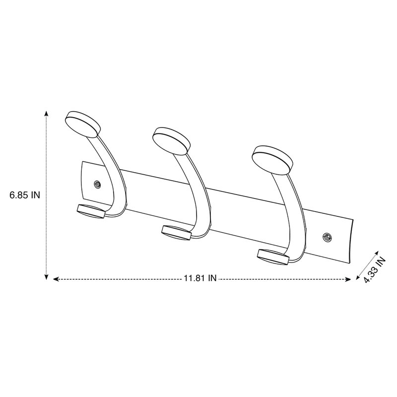 Steel and Wood Wall Mounted 3-Hook Coat Rack